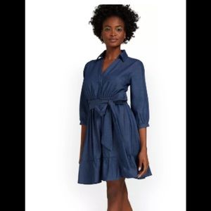 NWT- Puff sleeve denim midi